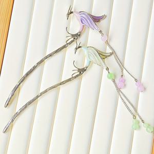 TEMU 고급스러운 느낌의 고대 스타일 헤어핀 2개 세트, 중국식 태슬 장식, 한푸 및 전통 헤어스타일에 적합.