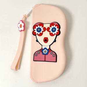 TEMU 지퍼 잠금 및 손목 스트랩이 있는 부드러운 실리콘 안경 케이스 - 5가지 색상 (핑크, 그린, 퍼플) - 안경 및 보호 장비를 위한 내구성 있는 보호 안경 보관