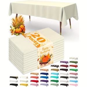 TEMU 20팩 고품질 내구성 일회용 플라스틱 테이블보 - 직사각형 화이트 테이블 커버, 웨딩, 생일, 피크닉, 파티 및 청소용 (20테이블)
