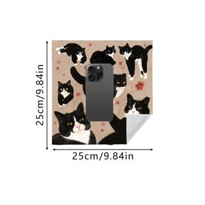 TEMU 1개, [접착식 매직 랩 천] 초대형 탈출 방지 및 스크래치 방지 고양이 랩 천, 만화 흑백 아기 고양이 패턴, 세탁 가능하고 내구성 있는 고양이 침대 담요, 장난기 많은 고양이를 위한 그루밍 및 진정용 수건, 화장품 정리 파우치, 여행용 수납 천, 컴퓨터 보호용 랩 천