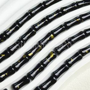 TEMU 30개 블랙 대나무 레이온 비즈 골드 포일 글리터 - 광택 DIY 주얼리 만들기 재료, 실린더형 공예 비즈 (목걸이, 팔찌, 신발 & 참 장식용), 마르디 그라 액세서리 (골드톤 캡슐형 캡)