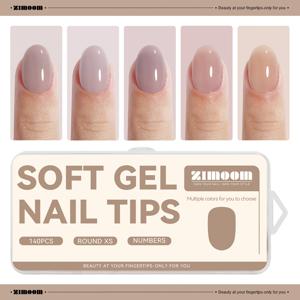 TEMU 140피스 ZIMOOM 숏 프레스온 네일 팁 키트 - 소프트 젤 느낌의 인조 네일, 그라데이션 옴브레 (베이지에서 브라운), 풀 커버리지 오벌 팁, 여성용 DIY 네일 아트 세트, 숏 네일 교체, 접착제 불필요, 쉬운 적용