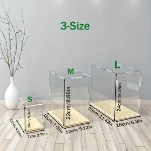 TEMU 아크릴 먼지방지 액션피규어 디스플레이 케이스 - 3가지 사이즈 스택 가능한 투명 디스플레이 박스, 견고한 베이스, 다양한 사이즈 수납 케이스, 수집품, 피규어, 모델용, 장난감 & 게임 애호가를 위한 완벽한 크리스마스 선물 상자, 홈 데코 & 선반 디스플레이에 이상적