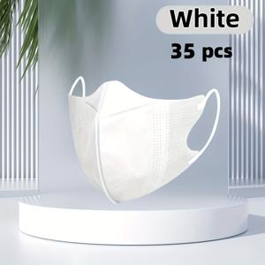 TEMU 35개입 (여성용 마스크 호환) - 3D 콘 디자인 & 3겹 비필터 일회용 숨쉬기 편한 마스크 - 위생을 위한 개별포장 - 남녀공용, 일상용, 대중교통용 (비-)|마스크|KF94마스크