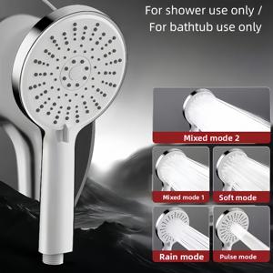 TEMU 1/2개 럭셔리 고압 샤워헤드, 5가지 스프레이 모드 (레인, 마사지, 스파, 마사지-제트 & 스프레이), 패널 실리콘 노즐, ABS 레인폴 샤워 시스템 - 욕조 또는 샤워용 걸이/벽걸이 설치 (호환 가능, 샤워 전용)