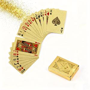 TEMU 골든 포일 로즈 쿨 럭셔리 플레잉 카드 - 두꺼운 PVC, 할로윈, 크리스마스, 추수감사절, 옥토버페스트에 완벽, 테이블탑 게임 엔터테인먼트 및 가족 모임에 이상적