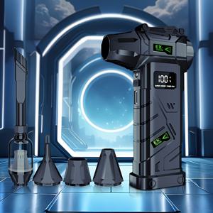 TEMU XZXY EX-01 [2026 최신 출시] 디스플레이 및 LED 조명이 있는 매우 강력한 터보 팬 - 150000 RPM 브러시리스 모터, 터보 블로어 & 제트 팬 전기 에어 먼지떨이, 차량, PC, 가정, 사무실, 캠핑에서 눈 제거를 위한 4단 속도 조절|차량용선풍기