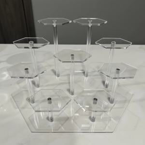 TEMU 1개 아크릴 디스플레이 스탠드, 9단 아크릴 디스플레이 컬럼 랙, 육각형 다기능 스탠드 - 액션 피규어, 주얼리, 인조 옥 주얼리, 화장품 향수 디스플레이, 식물 선반 정리용