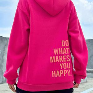 TEMU 여성용 밝은 핑크 후드 스웨트셔츠 