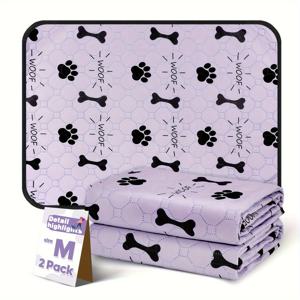 TEMU 보라색 발톱 패턴, 세탁 및 재사용 가능한 애완동물 배변 패드, 애완동물 훈련 및 가정에 적합. 흡수성, 빠른 건조, 누수 방지 및 미끄럼 방지 기능으로 모든 크기의 애완동물에 이상적이며 가구, 소파 쿠션을 보호하고 여행에 다용도로 사용할 수 있습니다.