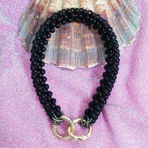 TEMU 여성 핸드백용 블랙 진주 가방 스트랩 액세서리 1개, 숄더백용 짧은 비즈 직조 손잡이, DIY 지갑 제작