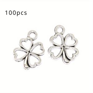 TEMU 주얼리 제작에 완벽한 13*17mm 네잎 클로버 꽃 펜던트 100개입 가방 (빈티지 합금 추가용)