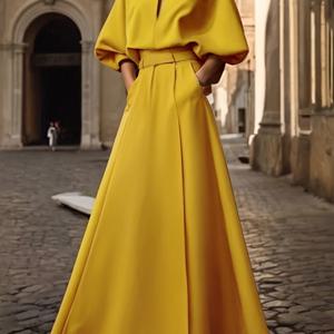 TEMU 2502 신상 여성용 솔리드 컬러 벨트 슬릿 커뮤터 스타일 크로스넥 패션 엘레강스 드레스