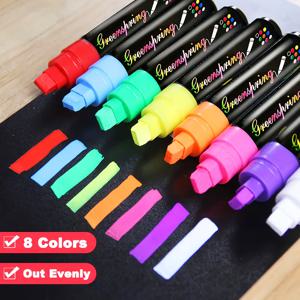 TEMU 8색상 습식 및 건식 지울 수 있는 액체 분필, 10mm/0.4인치 넓은 펜촉 마킹펜, 형광 보드, 유리창, 화이트보드, 자동차 유리 및 포스터용