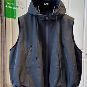 TEMU 여성용 Y자 후드 드로스트링 자켓, 봄 가을 레이어링용 민소매 캐주얼 조끼