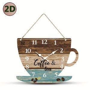 TEMU 1개 독특한 커피컵 모양 창의적인 벽시계, 우드그레인 레트로 디자인 무소음 쿼츠 나무 시계, 침실 거실 사무실 주방 욕실용 (배터리 별도 구매)