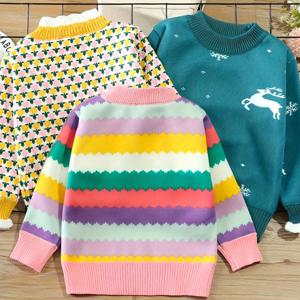 TEMU 여아용 3피스 겨울 스웨터 세트 - 부드럽고 따뜻한 긴소매 라운드넥 스웨터, 퍼프 소매, 일상 및 휴일 파티를 위한 포근한 겨울 의상, 세탁기 사용 가능한 여아 의류, 파티 의상, 스타일리시한 아동복, 튼튼한 아동복, 아동 패션