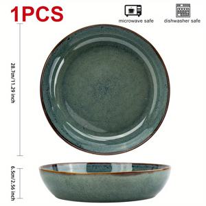 TEMU 1개 대형 세라믹 서빙 볼 - 샐러드, 파스타, 수프용 대접식 접시 - 전자레인지 사용 가능, 가족 식사 및 레스토랑용 깊은 그릇 - 내구성 강한 쉬운 청소 주방 도구, 홈쿡 선물