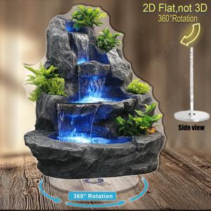 TEMU 2D 플랫, LED 조명이 있는 다층 인공 암석 분수 기능의 2D 플랫 회전 아크릴 장식품 - 아버지날 선물 및 편안한 홈 분위기와 휴식을 위한 아이템