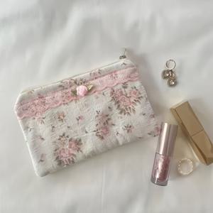 TEMU 레이스 플로럴 프린트 코인 퍼스, 인스타일 소형 멀티펑셔널 지퍼 지갑 - ID, 열쇠, 동전, 화장품 휴대용 스토리지 백