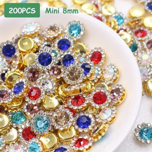 TEMU 8mm 다양한 색상 스타일 스터드 200개입 - 원형 꽃 디스크 클로 라인스톤, 주얼리 버튼 및 패스너 제작에 적합