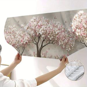 TEMU 1개 벽걸이 에어컨 커버 - 우아한 꽃/나무/패턴 장식 패널, 대부분의 가정용 시스템에 적합 (주거용), 2D 평면 설치