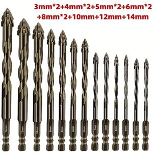 TEMU 13피스 헤비듀티 드릴 비트 세트 - 사각 이빨형 드릴 비트 (1/4