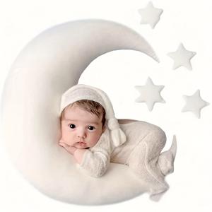 TEMU 아기와 별이 있는 플란넬 베개 5개 세트, 신생아 사진 촬영용 신기한 베개, 남아와 여아를 위한 이상적인 소품, 베이비 샤워 장식 및 부활절 선물로 완벽