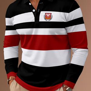 TEMU 3D 디지털 프린트 컬러풀 남성용 캐주얼 편안한 긴팔 폴로 셔츠