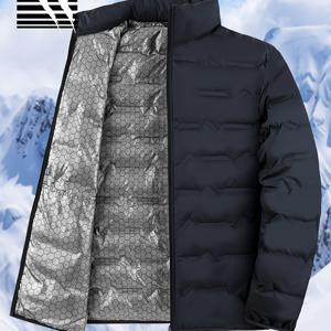 TEMU 신상 솔리드 컬러 다운 재킷, 겨울용 따뜻한 턴다운 칼라 가디건, 트렌디한 남성복, 편안한 캐주얼 다용도 슬림핏 겨울 재킷, Farm Mo