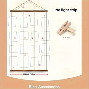 TEMU 포토 프레임 콜라주 벽 장식 - 30개 클립 및 걸이 줄 포함, 사진 전시 및 다중 작품 걸기에 적합, 크리스마스 장식