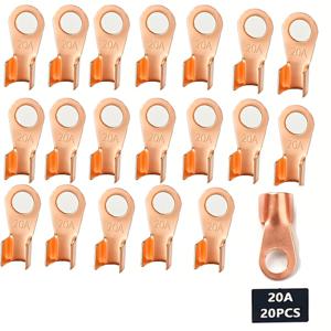 TEMU 20개 구리 케이블 터미널 | 20A 비절연 압착 커넥터, 전기 배선용