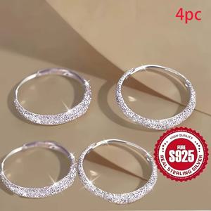 TEMU 4개 세트 실버 귀걸이 - 스타라이트 후프 귀걸이, 합성 지르코니아, 프로스티드 후프 귀걸이
