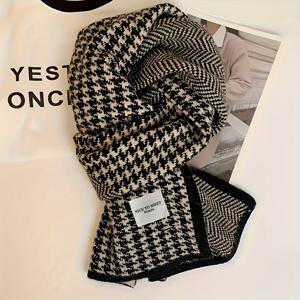 TEMU 2025년 신상 가을-겨울 패션 체크 스카프, 롱삭 스타일로 두께가 두껍고 방한 보온 기능이 뛰어난 다용도 패션 스카프, 사계절 사용 가능