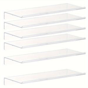 TEMU 15인치 투명 아크릴 플로팅 선반 디스플레이 테이블 2/4/6개, 두꺼운 벽걸이 수납 선반, 주방/욕실/사무실용, 보이지 않는 어린이 책장 및 양념 선반|욕실선반|책장