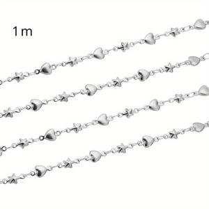 TEMU 스테인리스 스틸 하트 & 스타 매력 체인, 1m 수제 쥬얼리 만들기 재료 팔찌 및 목걸이