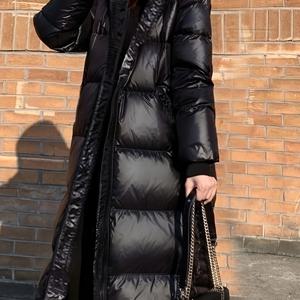 TEMU 여성용 새로운 두꺼운 긴 겨울 후드 코트, 슬림핏, 무릎 길이의 겉옷.