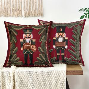 TEMU 2개 세트 사각 베개 커버, 18X18인치 또는 45X45 센티미터 크기, 새해 홈 데코레이션에 완벽합니다. 견과류 분쇄기 디자인 특징, 차량 장식 및 인테리어 스타일링에 이상적입니다. 참고: 베개 속통은 포함되어 있지 않습니다.