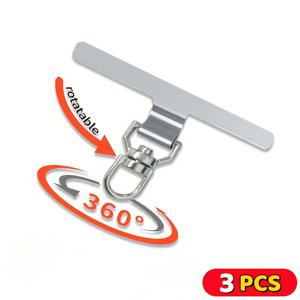 TEMU 3개 세트 360° 회전 폰 랜야드 커넥터, 스테인리스 스틸 소재, 메탈 클립 디자인, 손목 스트랩/크로스바디 부착 클립, 폰 케이스 백 카드, 스마트폰 액세서리 세트