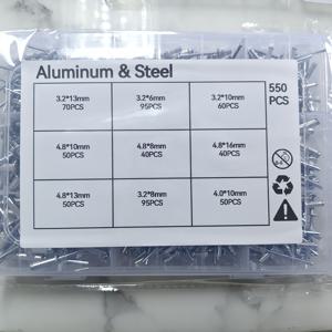 TEMU 300/550/285개 헤비듀티 푸시인 리벳 키트 (12/9/6 SAE 사이즈 1/8