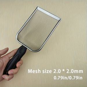 TEMU 스테인리스 스틸 메쉬 스쿱, 스테인리스 스틸 파충류 모래 바닥 삽 세트 - 미세망 금속 고양이 배변 청소용 삽, 모래 침대에 적합