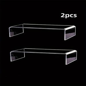 TEMU 2개 대형 투명 아크릴 디스플레이 리저 - 미끄럼 방지 베이스, 보석류/신발/수집품용, 홈&오피스 데스크탑 정리대, 신발 스탠드, 미니멀 디자인, 튼튼한 구조, 쇼케이스 스탠드, 모던 리저, 내구성 강화, 피규어 스탠드, 주얼리 타워