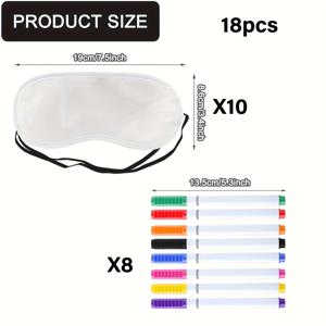 TEMU 18개, DIY 아이 마스크와 컬러 페인트 브러시 세트, 야간 수면용, 파티를 위한 특별한 나만의 아이 마스크 만들기, 오버나이트 슬립 파티 용품 세트