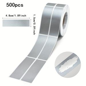 TEMU 롤당 500개 스티커, 크기 1.89*0.59인치, 사무실 스티커, 스크래치 오프 스티커 롤, 직사각형 모양, 골드 및 실버 색상으로 제공, 필름 코팅 스크래치 오프 스티커, 파티, 이벤트, 선물 및 기타 스크래치 카드 상품에 적합|시트지|카드스티커