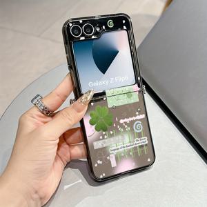 TEMU 삼성 갤럭시 Z 플립 7, Z 플립 5, Z 플립 6에 적합한 귀여운 및 치유적인 네잎 클로버 폰 케이스, 투명한 부드러운 뒷커버를 특징으로 합니다.