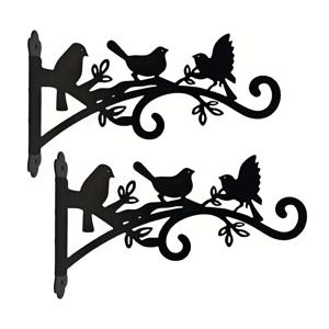 TEMU 2개 세트 블랙 메탈 후크, 바구니 걸이용, 새 모이통, 화분, 풍경 장식, 실내/실외 크리스마스 , 나사로 간편 설치 - 스타일리시한 실내/실외 식물 스탠드