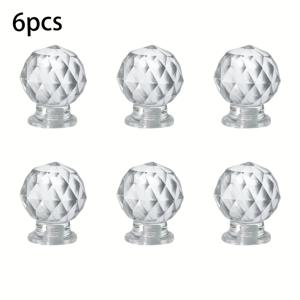 TEMU 6개입 미니 풀 핸들 라운드 아크릴 노브 지름 투명 반짝이 귀여운 장식용 보석함, 선물 케이스, 메이크업 박스