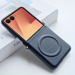 TEMU 삼성 갤럭시 Z 플립 7용 슬림하고 스타일리시한 폰 케이스, 고급 인조 가죽 질감과 자석 클로저가 특징이며 남녀 모두에게 완벽함