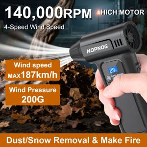 TEMU 140000RPM 강력 터보 블로어 제트 팬, 4단계 속도 조절이 가능한 지능형 디스플레이, 노즐 5개 및 대용량 배터리가 포함되어 있어 휴대용 에어 블로어로 컴퓨터 청소를 하는 데 이상적인 휴일 선물로 완벽합니다.