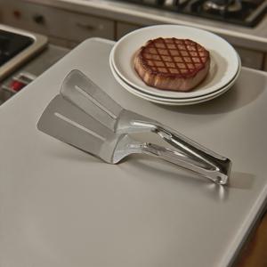 TEMU 스테인리스 스틸 그릴 집게 (생선 및 고기용), 고기, 생선, 팬케이크, 빵 등 다용도 그릴에 적합, 미끄럼 방지 그립, 한국 BBQ 및 생선 튀김에 이상적, 주방 필수품 | 모던 주방 집게 | 스테인리스 스틸 구조